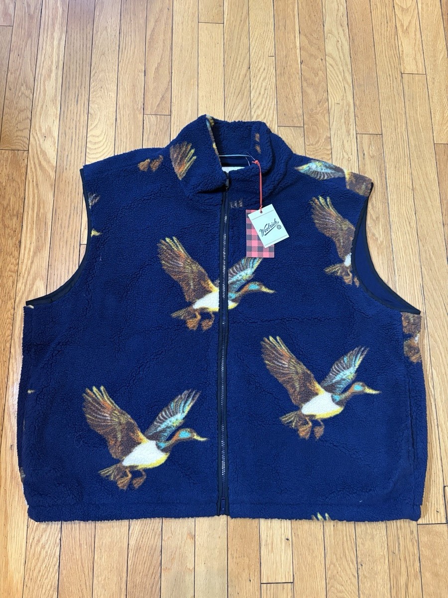WOOLRICH ダックベスト Woolrich x Target Duck Print Fleece Vest XL Navy Flying Ducks