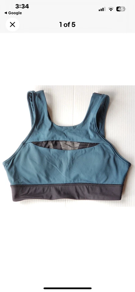 Lululemon Run The Day Bra Submarine Black Mesh Nulux Long Line Size 8 - Image 2 of 2