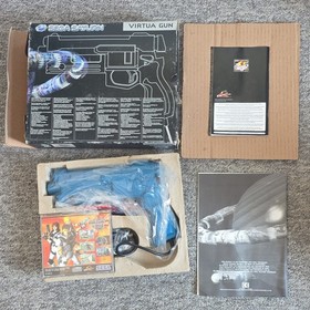 RARE Saturn Virtua Gun Blue Light Gun w/ Virtua Cop 2 COMPLETE
