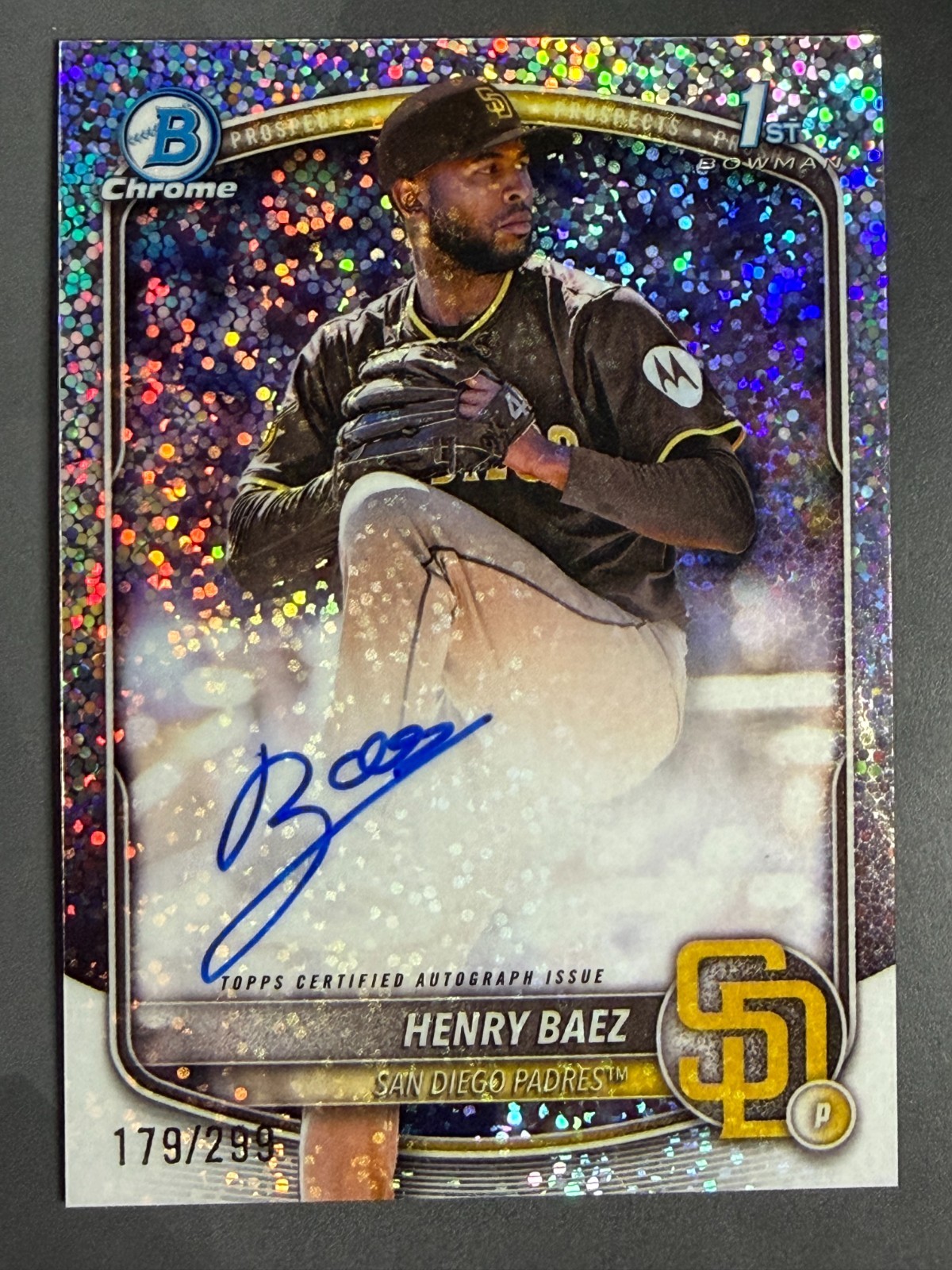 2025 Bowman Chrome Henry Baez 1st Bowman Speckle Refractor Auto 179/299 #CPA-HBA