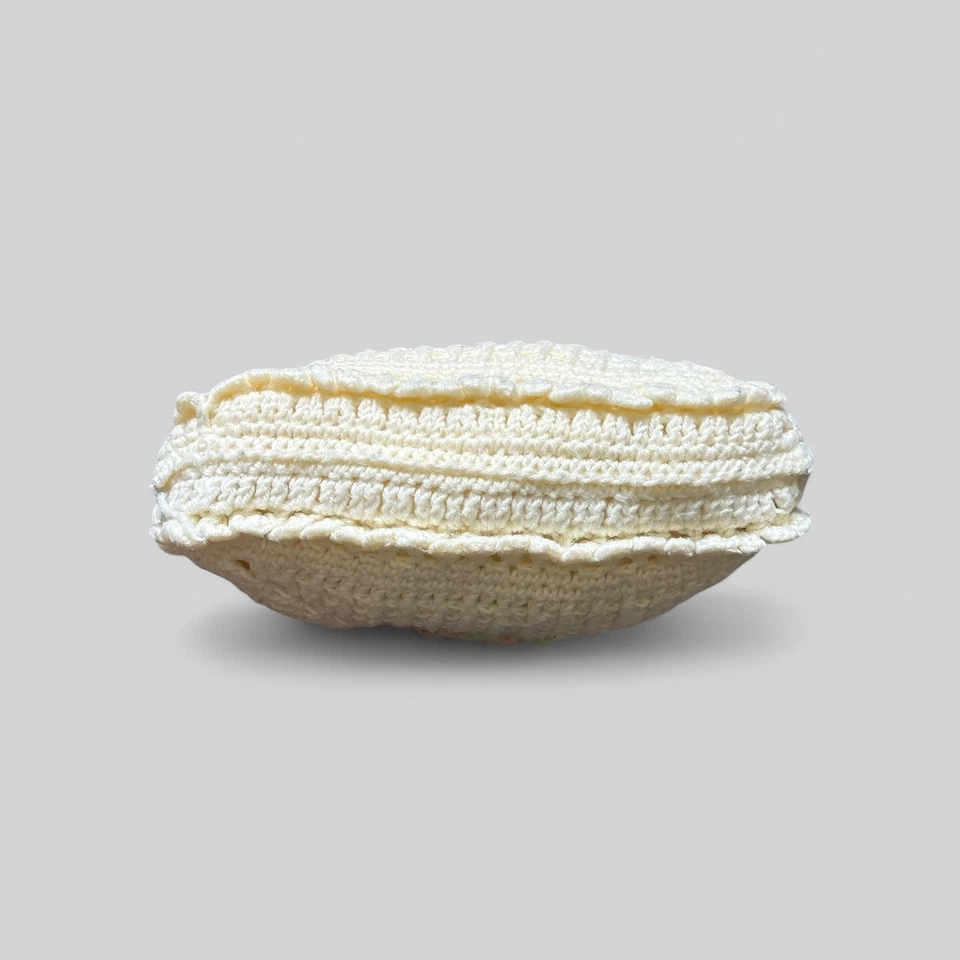 Handmade Crochet Throw Pillow 12x12 Square Floral Granny Accent Home Decor - Image 3 of 3