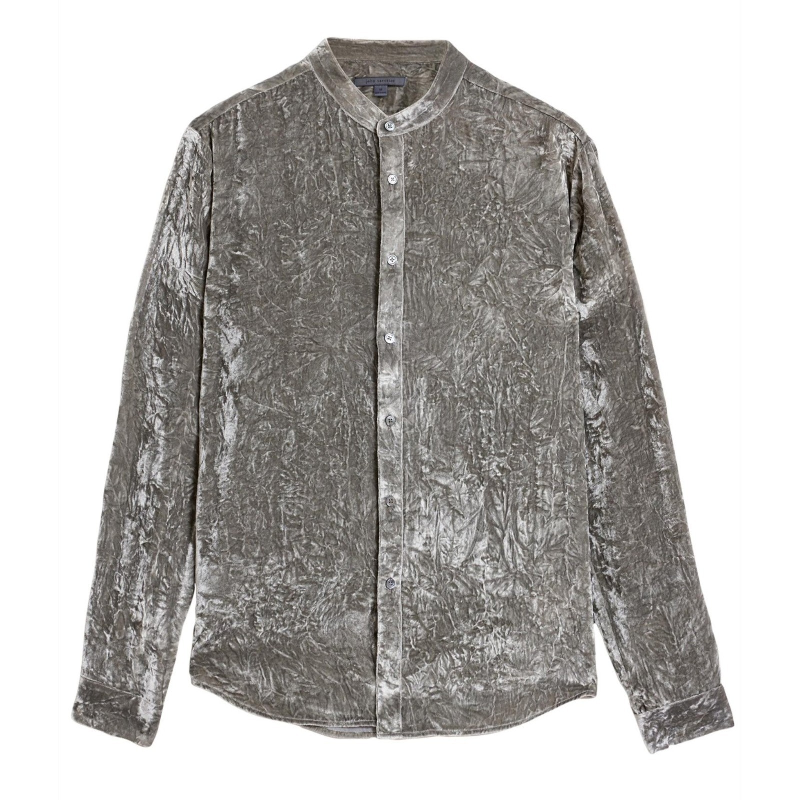 New John Varvatos - M Vigo Velvet Crinkled Shirt Smoked Pearl Gray MSRP $528 image 2