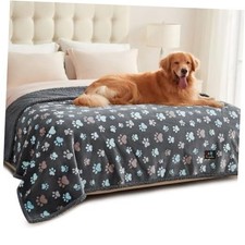 Waterproof Pet Blankets for Couch Sofa Bed Cover Liquid XL 85" x57" Grey Paw