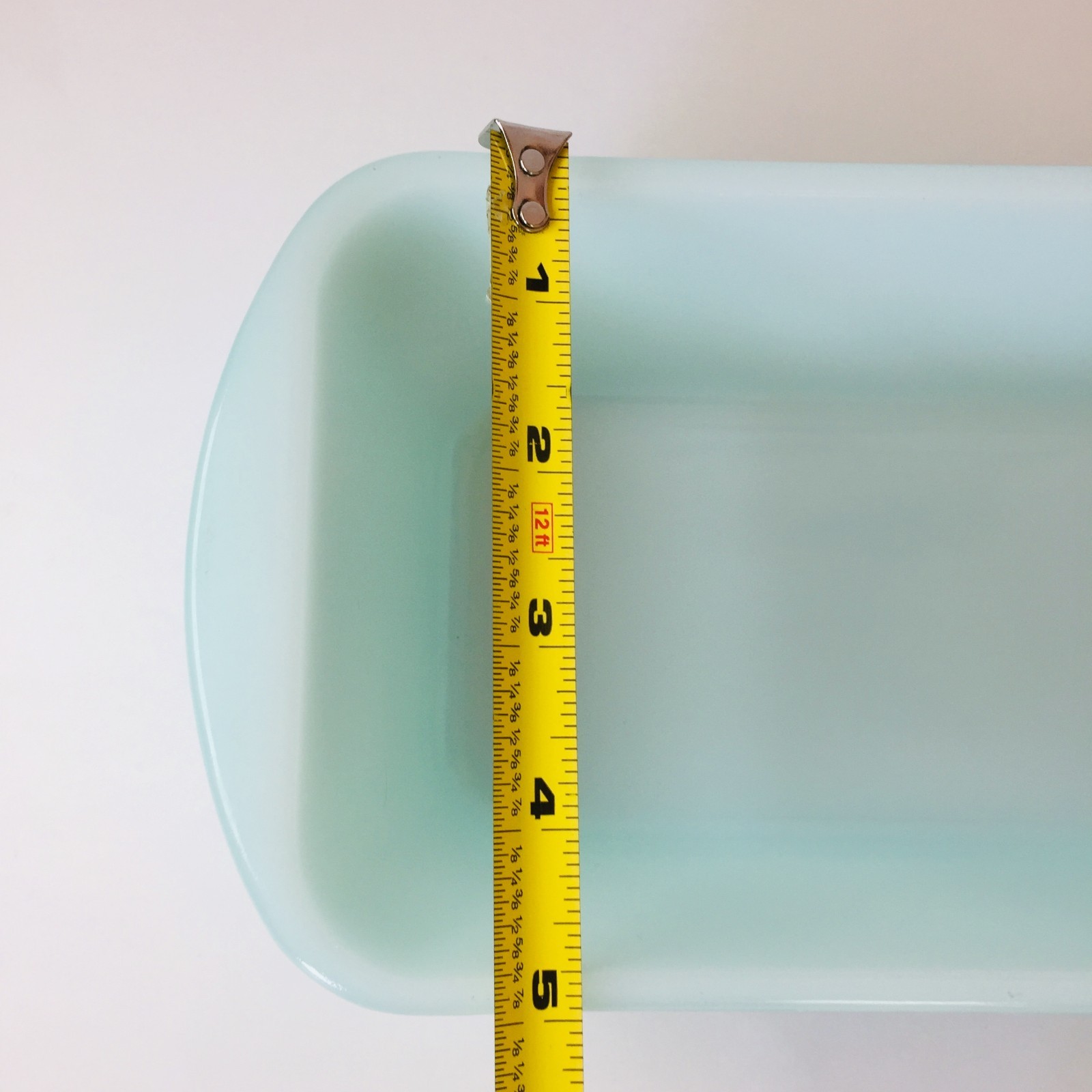 VTG Glasbake Light Blue/Milk White Baking Dish J-522 w/Woolworth Happy Home Tag