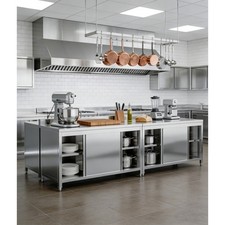 Stainless Steel Table Worktable with Shelves for Restaurant Home Garage Laundry