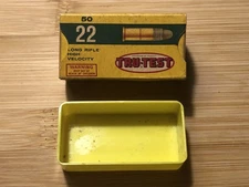 RARE…EMPTY…TRU-TEST..22 LONG RIFLE HIGH VELOCITY AMMO BOX…EXCELLENT CONDITION