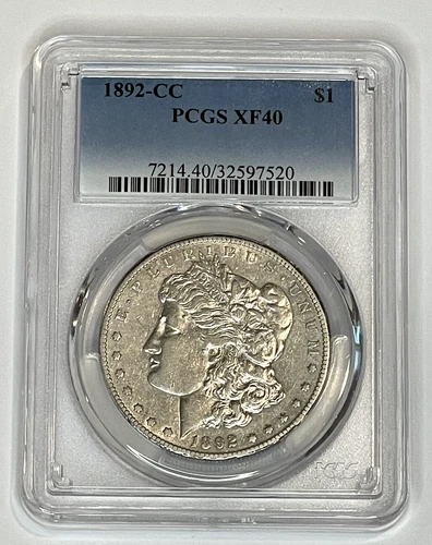 1892-CC Morgan Silver Dollar $1 PCGS XF40 ~Nice Key Date Coin! Free Shipping
