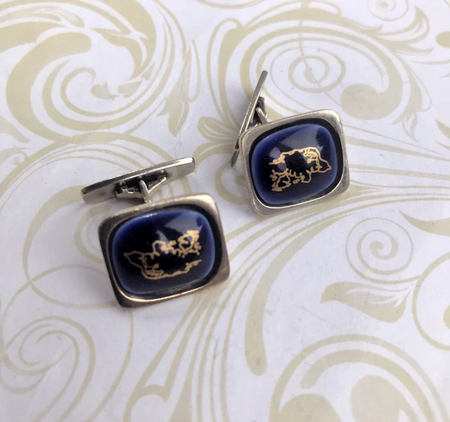 Gemelos de porcelana Georg Jensen/Royal Copenhagen Jutlandia Fionia plata de ley Foto 3 de 4