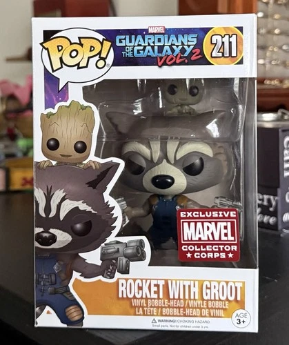 VAULTED Funko Pop Marvel: ROCKET with GROOT #211 Collector Corps Exclusive