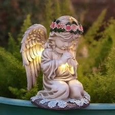 Praying Angels Figurine,Solar Garden Angel Statues, Waterproof Kneeling Angel...