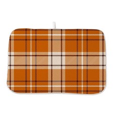 Fall Dish Drying Mat 18 x 24 inch Autumn Orange Buffalo Plaid Themed Decorati...