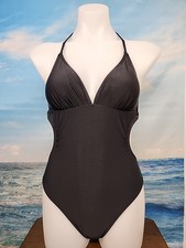 NWT Cupshe Womens One Piece Swimsuit Size Medium Solid Black Color
