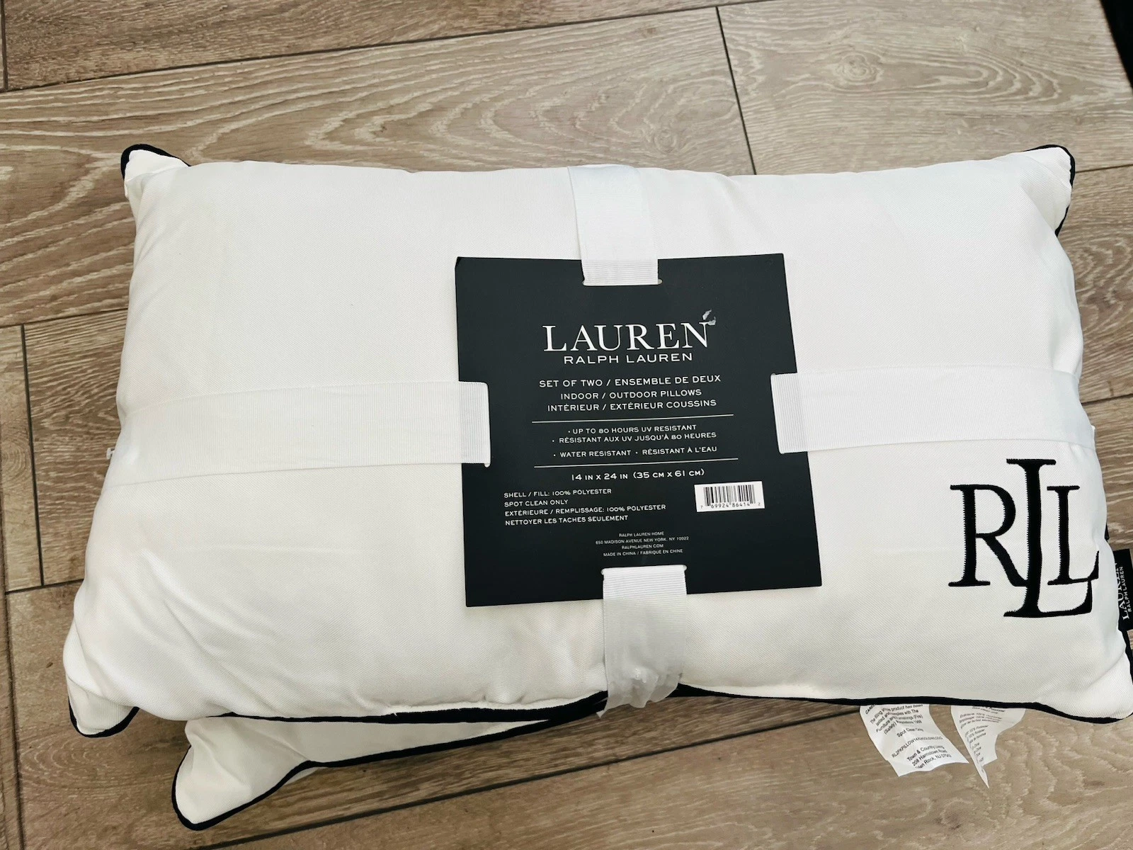 Ralph Lauren Set Of 2 Cushion Indoor/Outdoor White Pillow 35x61cm