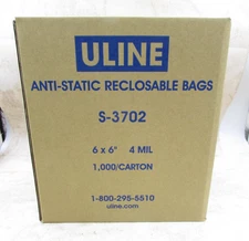 1000 PACK ULINE 6 x 6" Anti-Static Reclosable Pink Zip Lock Poly Bags 4 MIL