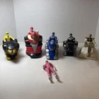 Vintage 1995 Saban Mighty Morphin Power Rangers And Vehicle 4” Figures Lot Of 6
