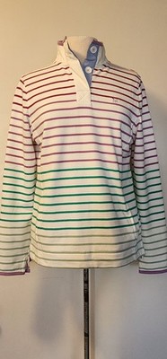 Crew Clothing Company womens white multicolored striped pull-over top w/ pockets