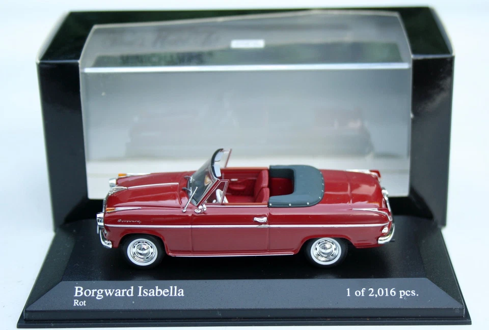 Borgward Isabella Cabriolet Bj. 1958-1961, Vermelho, Minichamps EM M.1: 43, Na Caixa - Imagem 4 de 4