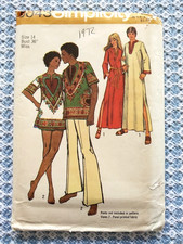 1972 uncut pattern DASHIKI CAFTAN high side slits size 14 36 Simplicity 5043