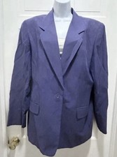 Lands’ End Women’s Plus Purple Silk Linen Lined 1 Button Jacket Blazer Size 18