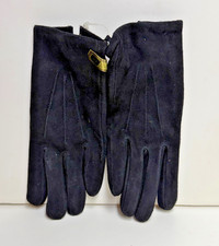 VINTAGE BEAUTIFUL BLACK SUEDE LEATHER GLOVES ACRYLIC LINING-NEW OLD STOCK