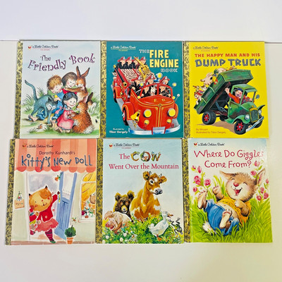 Little Golden Books Lot 6 Classic Kids Books Fire Engine Friendly Book Dump Truc