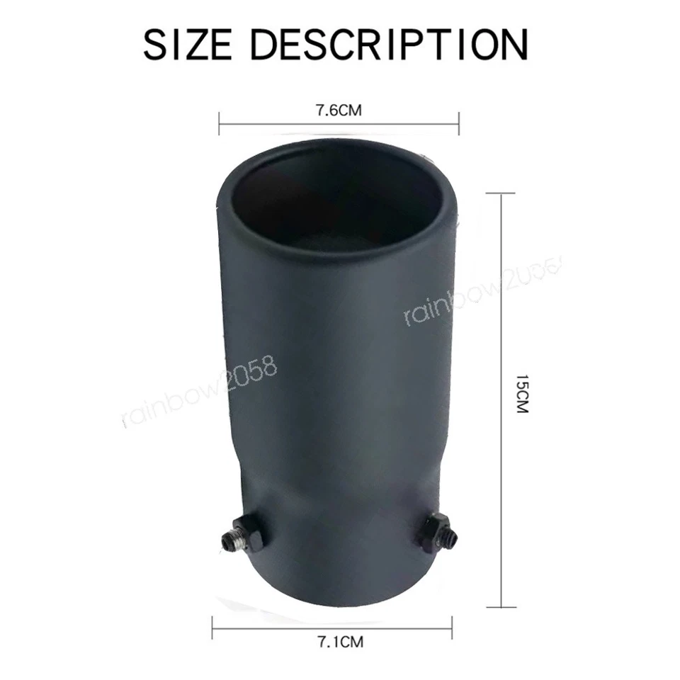 For Toyota Corolla 2PCS Stainless Steel Black Rear Exhaust Pipe Tail Muffler Tip - Image 3 of 4