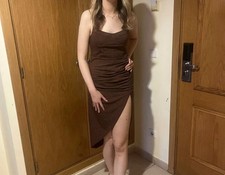 Cider Brown Sparkly Midi Dress UK Size Small (8-10)