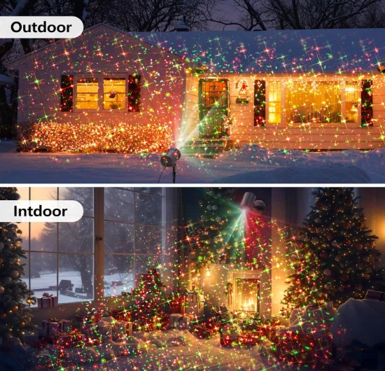 Proyector láser navideño rojo y verde con control remoto, resistente al agua y a Foto 2 de 4