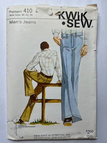 Kwik Sew Pattern 410 Vintage 70s Men's Jeans Cut to Size 32