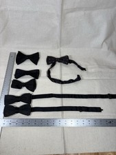 Vintage Fancy Black Clip On Bow tie Lot Of 6 Ormond, Royal, And Unbranded