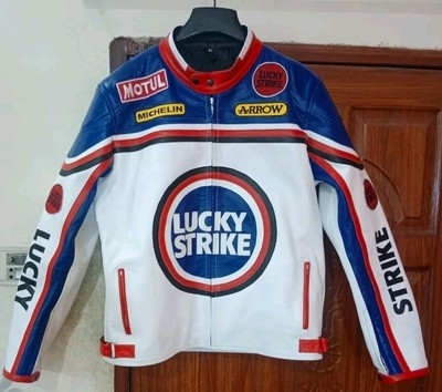 Lucky Strike Motorcycle Leather Jacket Motorbike Racing Jacket All Sizes