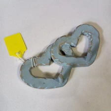 Key Holder Dog Cat Leash Hanger Small Wooden Hanging 2 Peg Double Hearts 6" x 3"