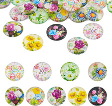 20pcs Glass Flat Back Mixed Color Cabochons 25mm Half Round Dome Cabochons fo...