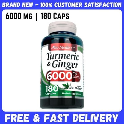 Tumeric Curcumin Max Potency and Ginger Complex 6000 mg, 180 Capsules Ultra high