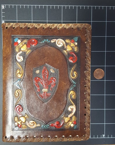 Embossed Leather Telephone Address Book Folder Tablet Fleur-de-Lis Vintage MCM - Picture 20 of 20
