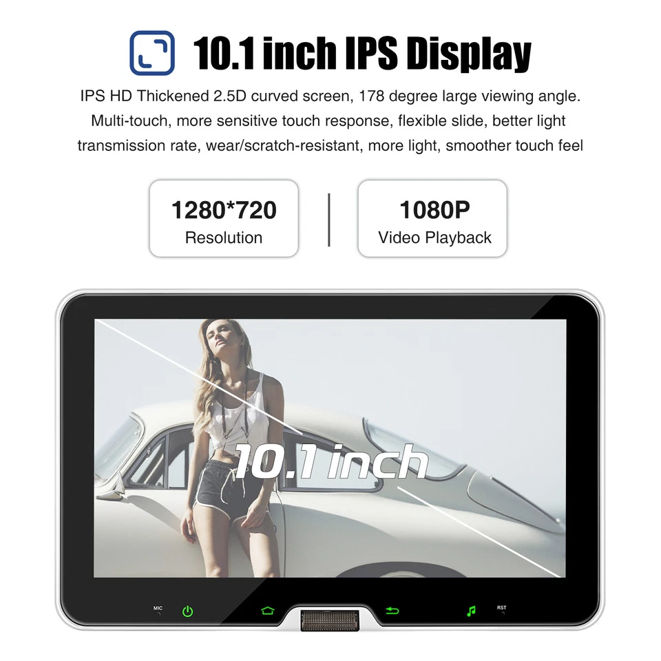 Single 1 DIN 4+64G Rotatable 10.1'' Android 14 Car Stereo Radio GPS Wifi SWC BT - Image 3 of 4