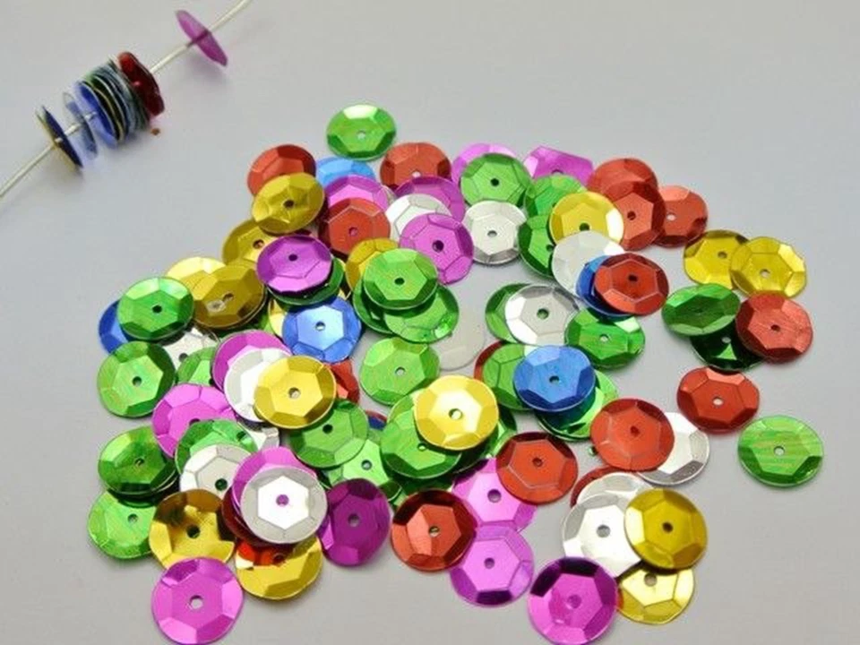 Lentejuelas sueltas redondas 1500 TAZAS 12mm costura boda artesanía color elección Foto 4 de 4