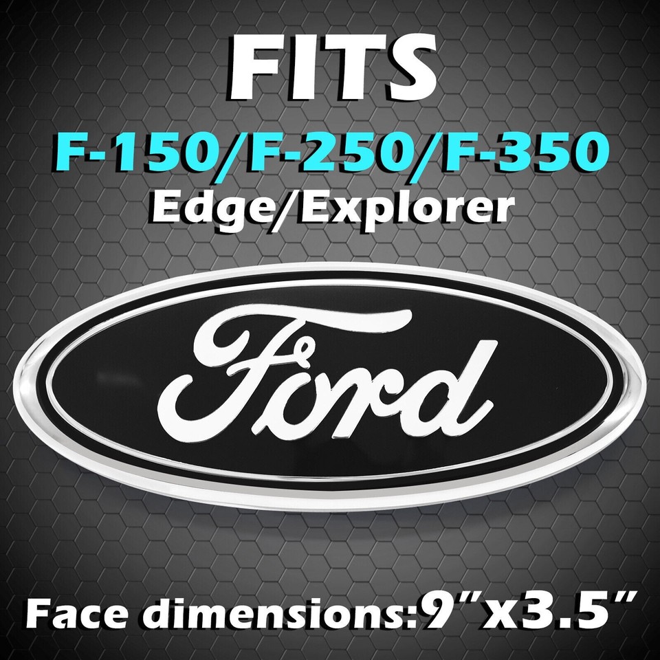 Black And Chrome Grille Badge Black & Chrome Ford F150 Grille/Tailgate Emblem (2005-2014) – 9" Oval, 1PC Tailgate Emblem 9 Inch - Foto 5