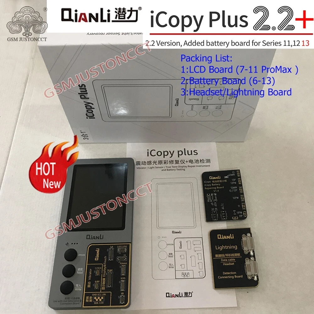 Qianli ICopy Plus 2.2+ LCD Screen Photometer Original Color Battery Repair tools