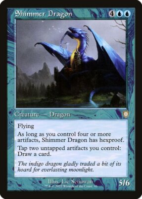 Shimmer Dragon MTG Brothers War Commander Rare NM x1 - Retro Frame