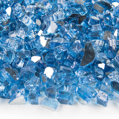 VIVID Ocean Blue Reflective Fireglass 1/2'' Inch Fireplace / Fire Pit Glass