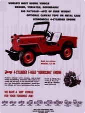 Willys Jeep Cj-3b 9 X 12 Sign