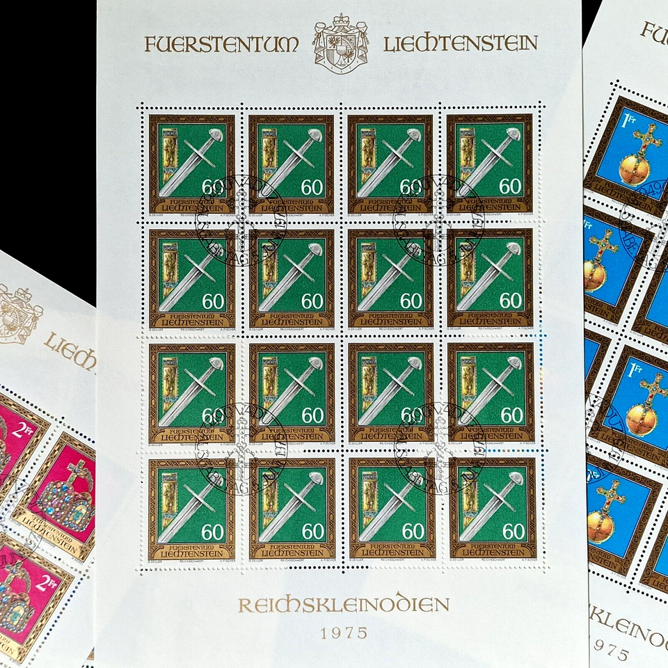 Liechtenstein 1975 - First Day Cancel - Imperial Regalia 4 Full Sheets 64 Stamps - Image 3 of 4