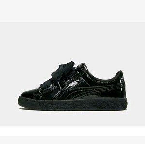 puma basket heart black patent junior