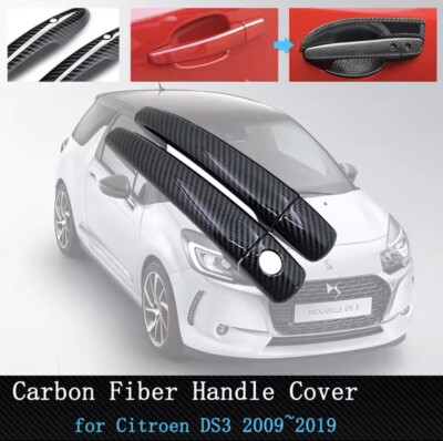 Carbon Look Door Handle Cover Trims For Citroen DS3 – Pair (Left & Right), ABS Plastic, UK Seller