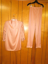 Vintage Bronze Pants Blouse Set Union Tag 2 piece Waist 27-36"