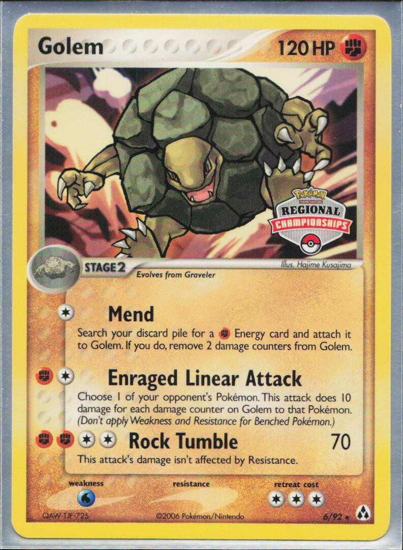 Golem - 6/92 EX Legend Maker Regional Championships Promo MINT/NM - Pokemon Card