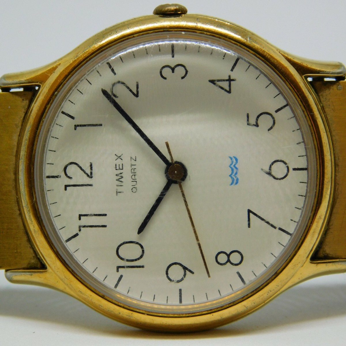 Vintage Timex M Cell Gold Tone Quartz Analog Men's Watch Sz