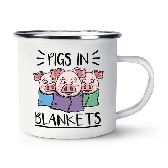 Pigs In Blankets Enamel Mug Cup Funny Joke Animal Food eBay