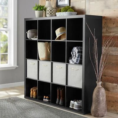 BETTER HOMES & GARDENS 16 Cube Modern Bookshelf Storage Organizer for Office Living Room Dorm Black New